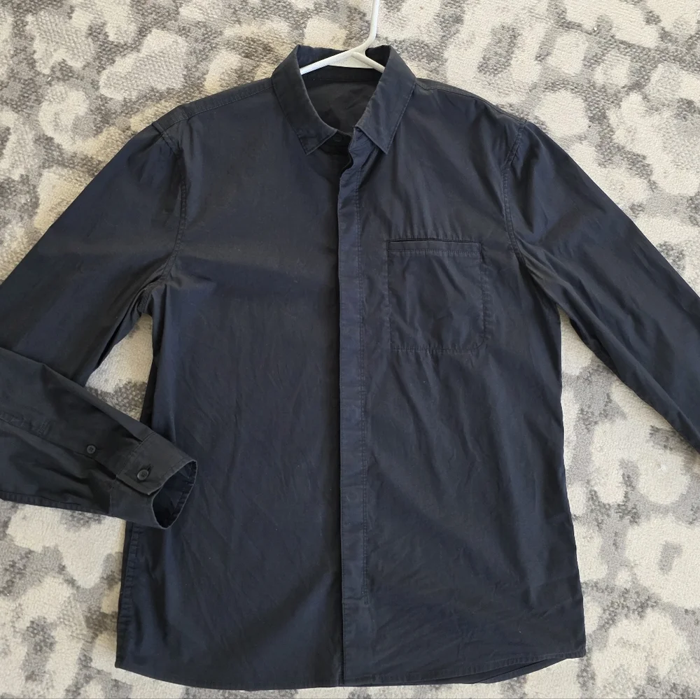 Lululemon Long Sleeve Button Down Shirt BUNDLE OF 2 Gray Blue Mens Medium - Picture 4 of 11